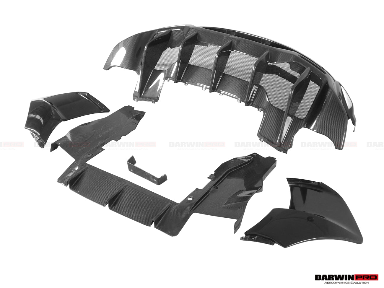 2015-2020 McLaren 540C/570S/570GT 600LT-Style Partial Carbon Fiber Rear Bumper with Diffuser  and Trunk Spoiler and Engine Trunk and Exhaust - DarwinPRO Aerodynamics