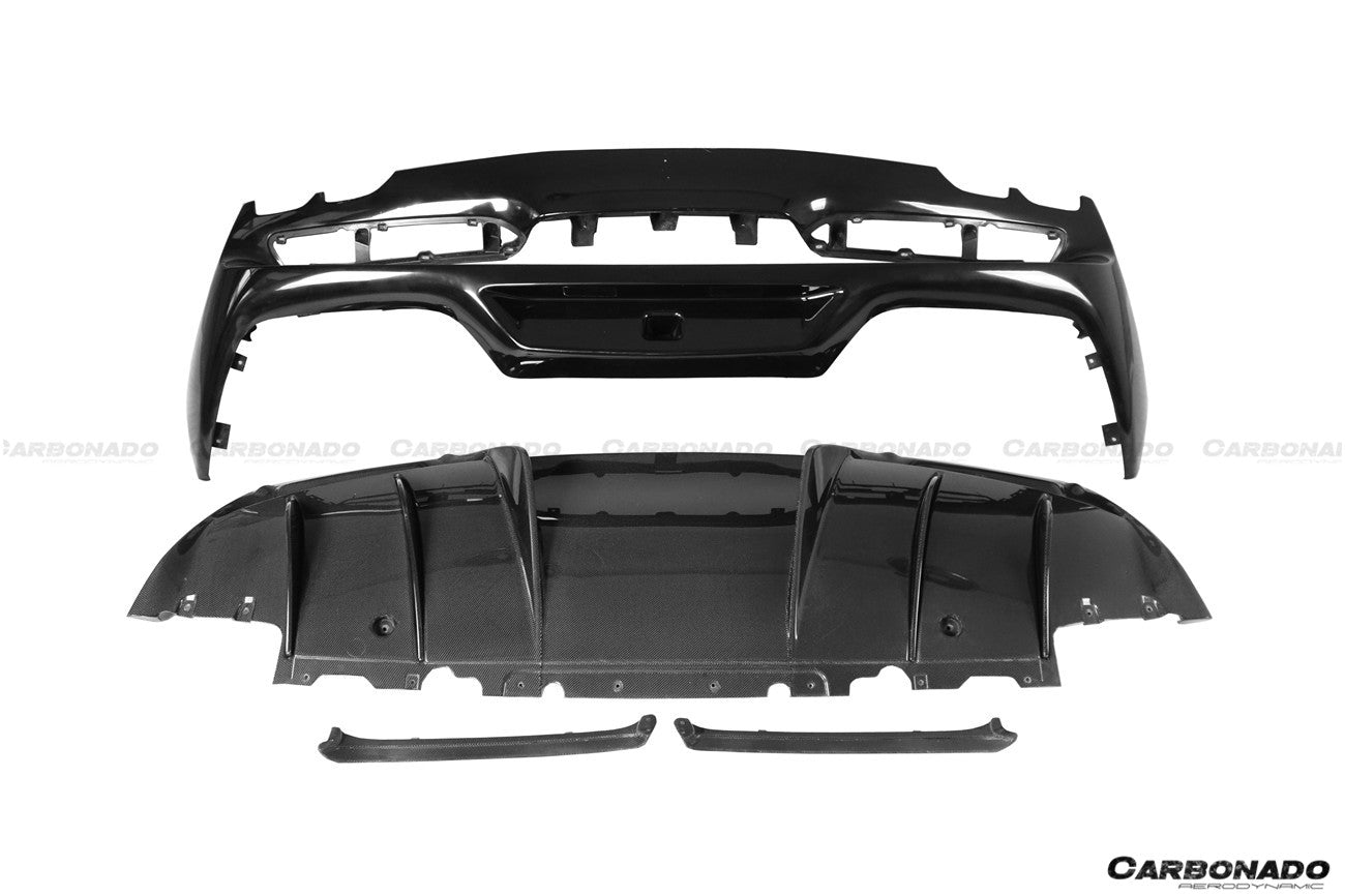 2022-UP Ferrari 296 GTB OE Style Carbon Fiber Rear Bumper With Diffuser - Carbonado Aero