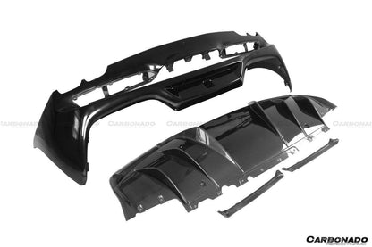2022-UP Ferrari 296 GTB OE Style Carbon Fiber Rear Bumper With Diffuser - Carbonado Aero