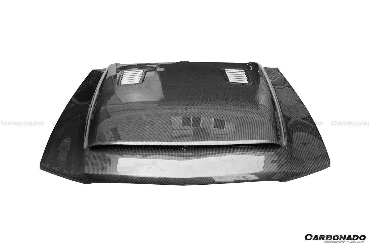 2005-2009 Ford Mustang GT/V6 Black Momba BC1 Style Hood - Carbonado Aero