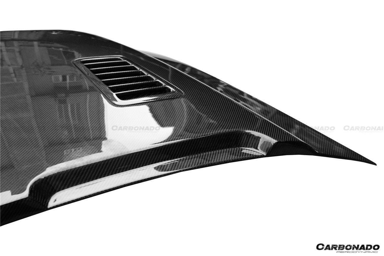 2005-2009 Ford Mustang GT/V6 Black Momba BC1 Style Hood - Carbonado Aero