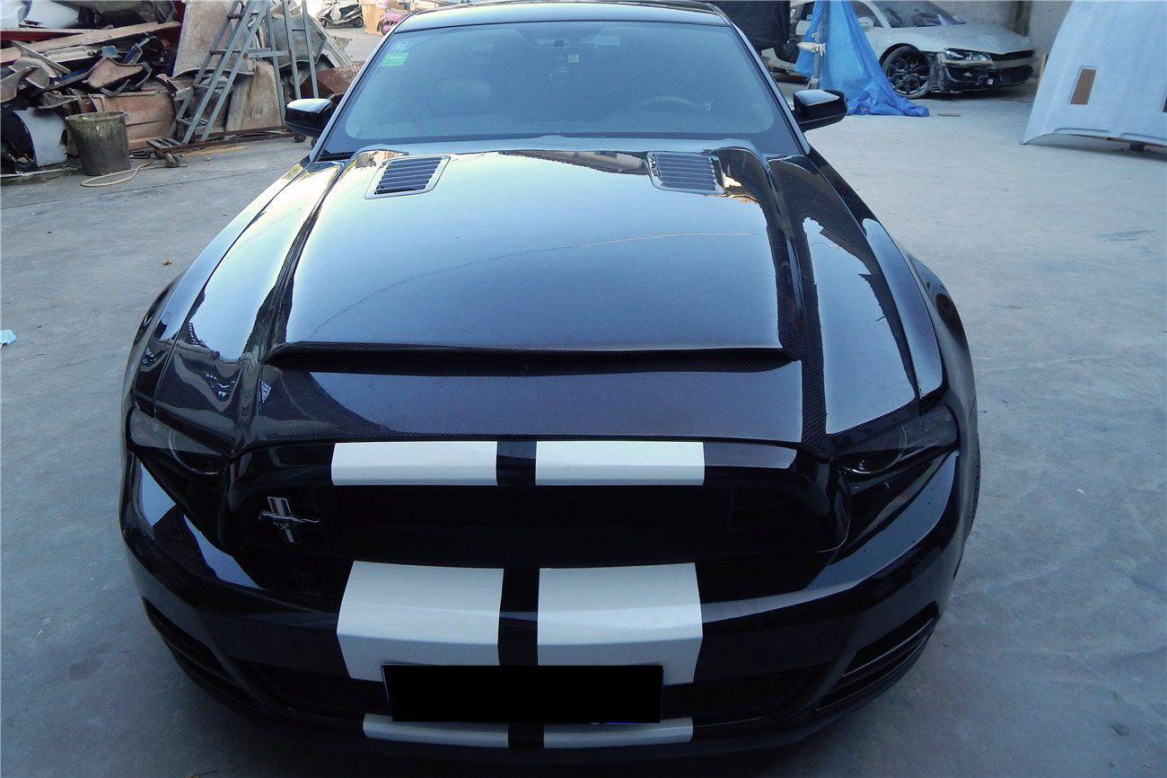 2010-2014 Ford Mustang GT500 Black Momba BC1 Style Hood - Carbonado Aero