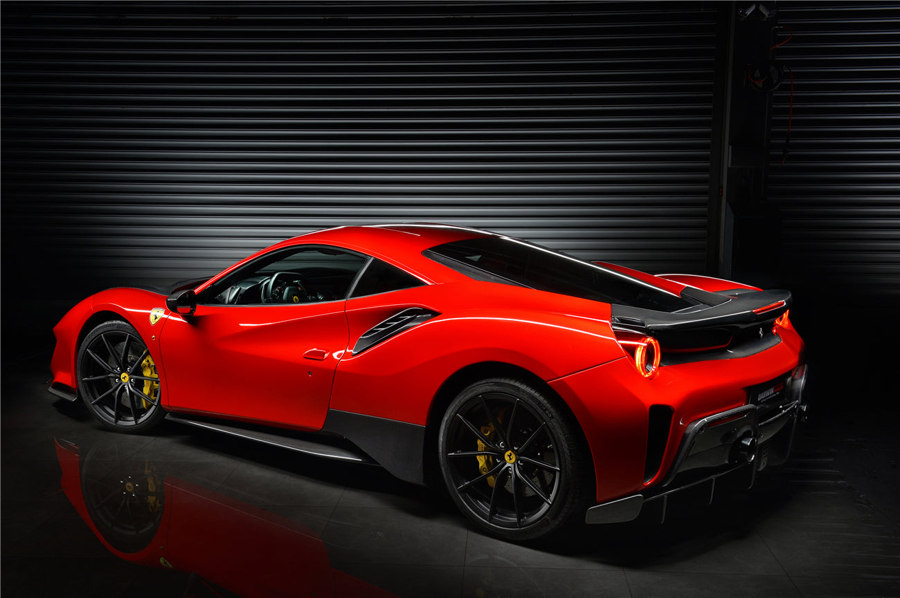 2015-2020 Ferrari 488 GTB Pista Style Rear Bumper & Wing - DarwinPRO Aerodynamics
