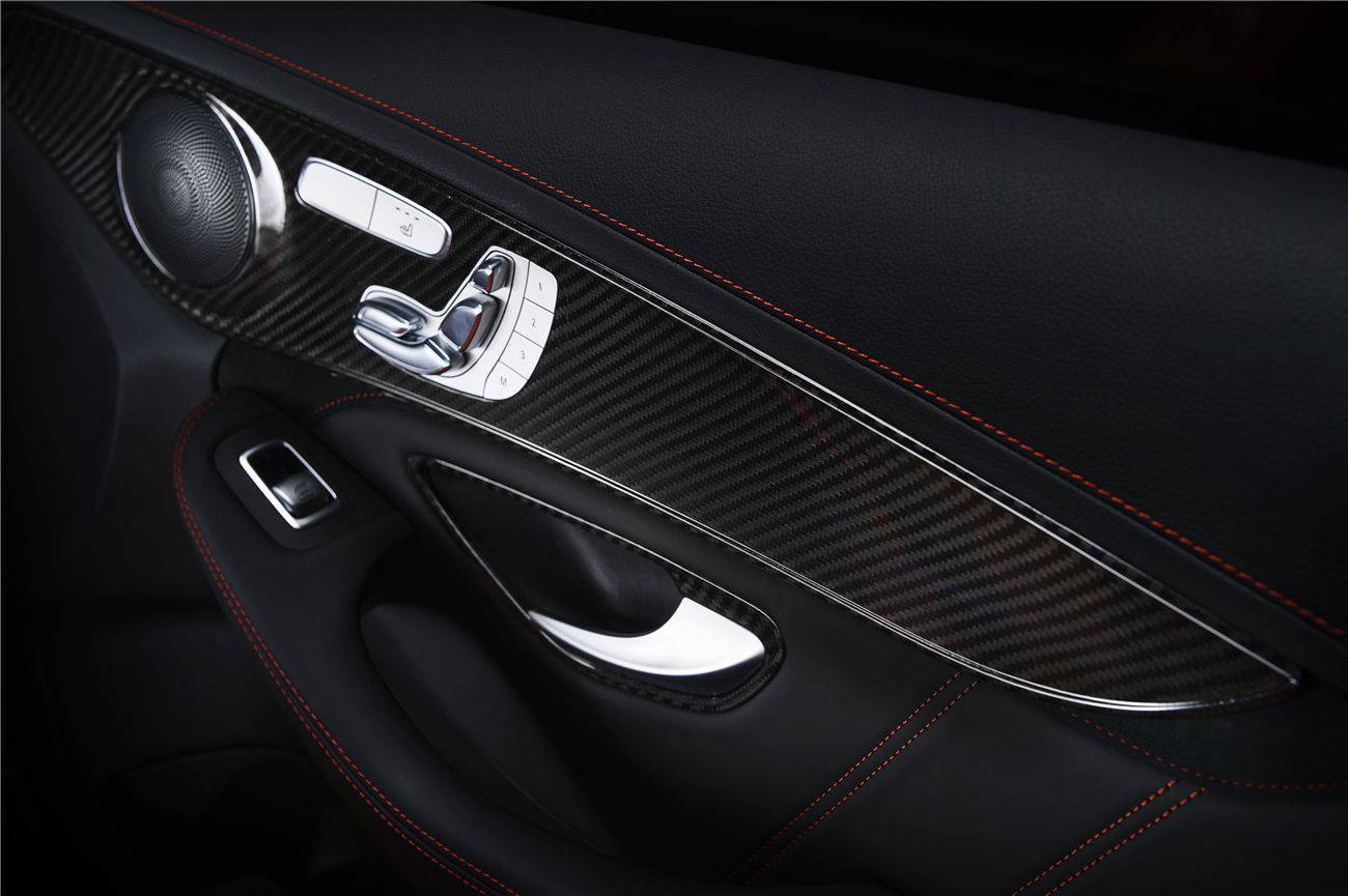 2015-2021 Mercedes Benz W205 C63 S AMG Sedan Dry Carbon Fiber Interior Door Panel Trim Cover Strip - Carbonado