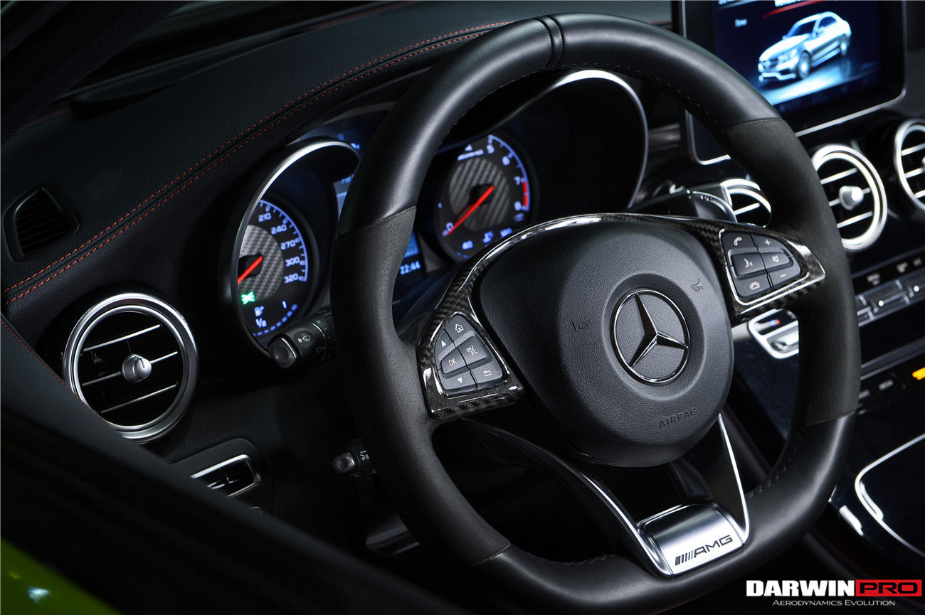2015-2021 Mercedes Benz W205 C63 AMG Carbon Fiber Interior Steering wheel Trim - DarwinPRO Aerodynamics