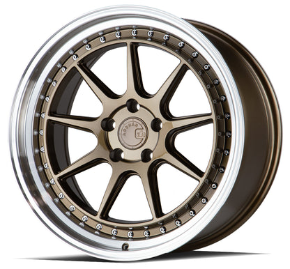 Aodhan DS-X Bronze w/Machined Lip - 18x9.5 +15 / 18x10.5 +15 5x114.3 (Staggered Set of 4)