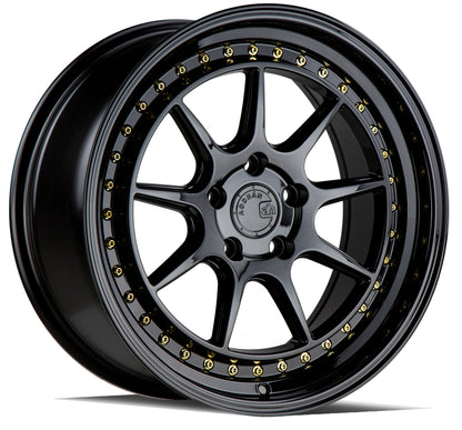 Aodhan DS-X Gloss Black W /Gold Rivets - 19x11 +22 5x114.3 (Square Set of 4)