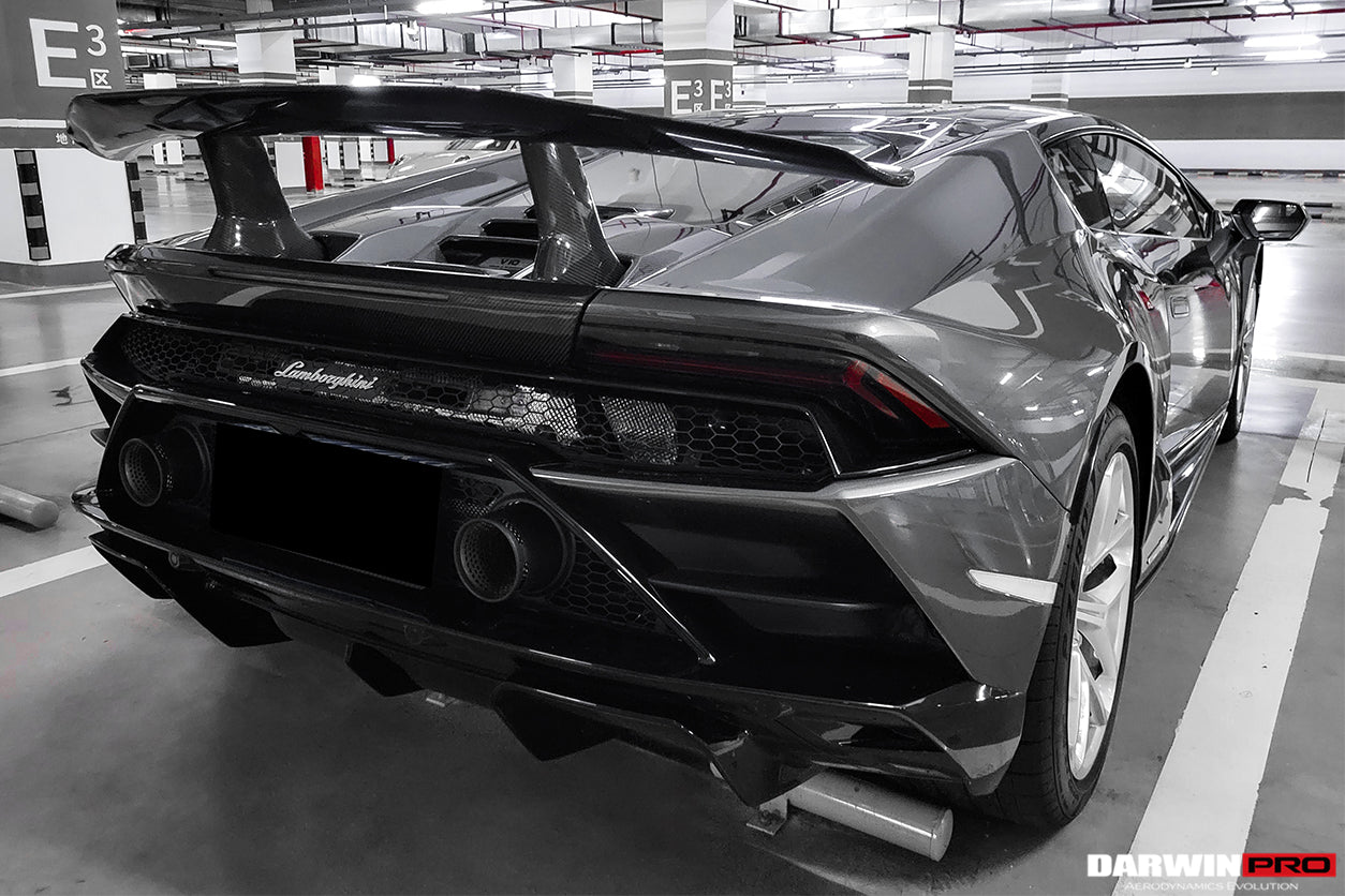 2019-2022 Lamborghini Huracan EVO Coupe Performante Style Carbon Trunk Spoiler and Engine Hood - DarwinPRO Aerodynamics