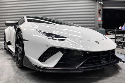 2015-2025 Lamborghini Huracan LP610 & LP580 & EVO & Tecnica BKSS Style Partial Carbon Front Bumper with Lip - DarwinPRO Aerodynamics