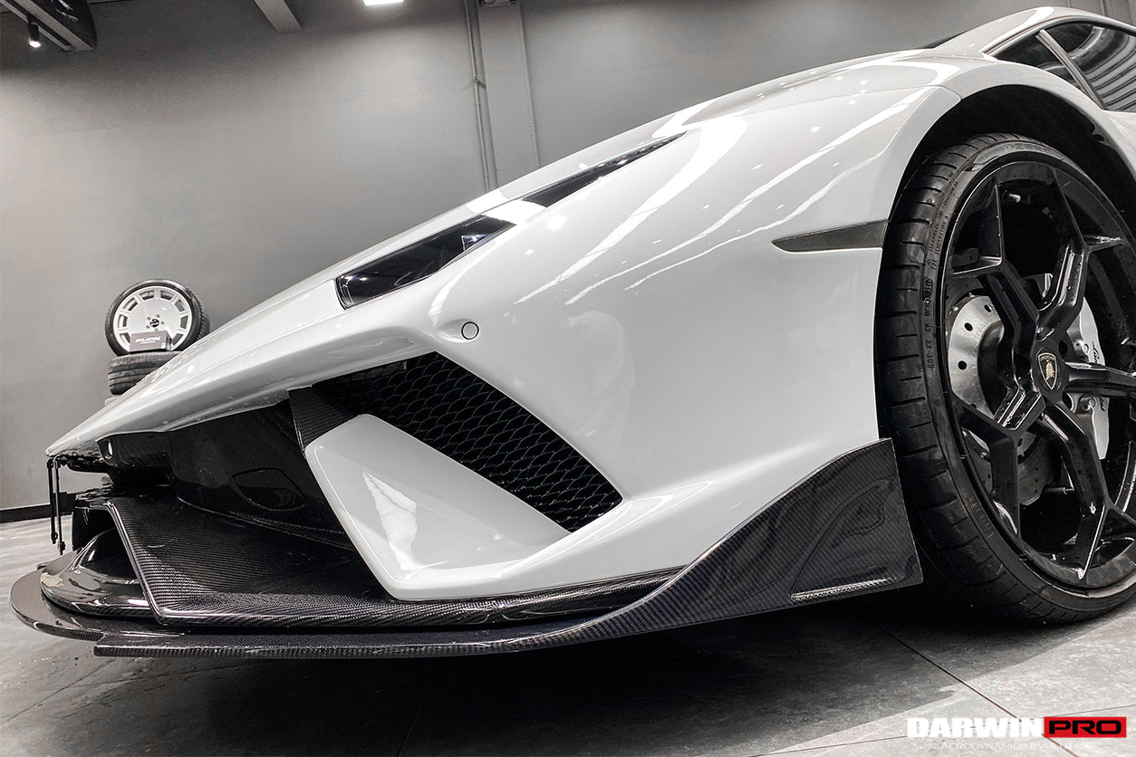 2015-2025 Lamborghini Huracan LP610 & LP580 & EVO & Tecnica BKSS Style Partial Carbon Front Bumper with Lip - DarwinPRO Aerodynamics