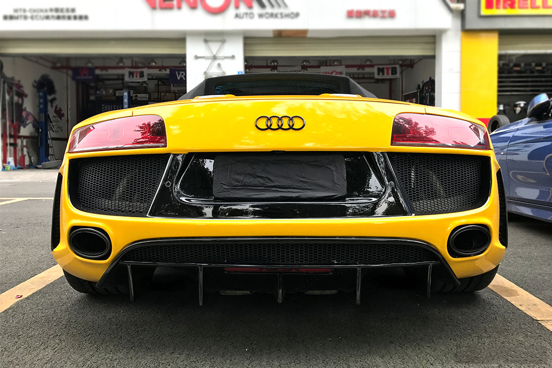 2006-2015 Audi R8 Coupe and Spyder DPGT Style Rear Bumper With Exhaust Tips - DarwinPRO Aerodynamics