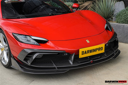 DarwinPRO 2022-2025 Ferrari 296 GTB  GTS Type F171 iMP Carbon Fiber Front Bumper Lip Splitter With Camera holes - DarwinPRO Aerodynamics