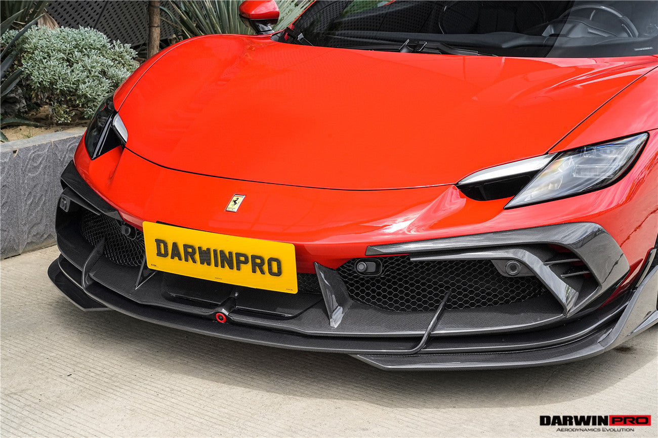 DarwinPRO 2022-2025 Ferrari 296 GTB  GTS Type F171 iMP Carbon Fiber Front Bumper Lip Splitter With Camera holes - DarwinPRO Aerodynamics
