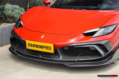 DarwinPRO 2022-2025 Ferrari 296 GTB  GTS Type F171 iMP Carbon Fiber Front Bumper Lip Splitter With Camera holes - DarwinPRO Aerodynamics