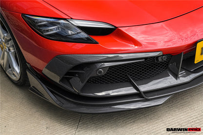 DarwinPRO 2022-2025 Ferrari 296 GTB  GTS Type F171 iMP Carbon Fiber Front Bumper Lip Splitter With Camera holes - DarwinPRO Aerodynamics