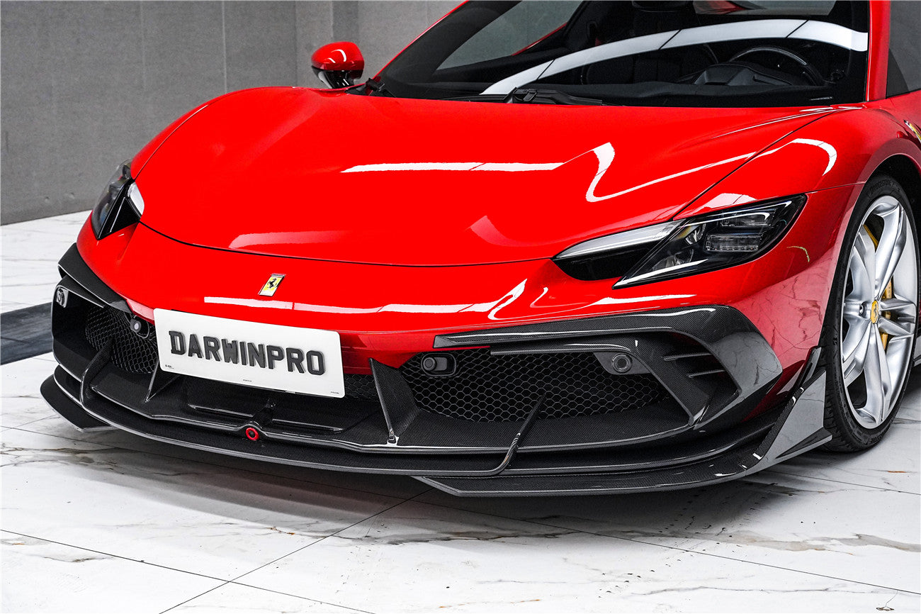 DarwinPRO 2022-2025 Ferrari 296 GTB  GTS Type F171 iMP Carbon Fiber Front Bumper Lip Splitter With Camera holes - DarwinPRO Aerodynamics