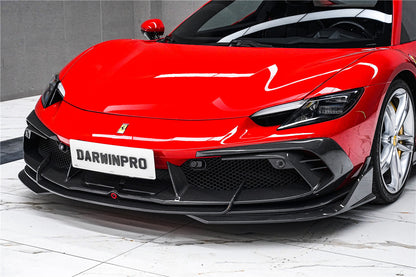 DarwinPRO 2022-2025 Ferrari 296 GTB  GTS Type F171 iMP Carbon Fiber Front Bumper Lip Splitter With Camera holes - DarwinPRO Aerodynamics