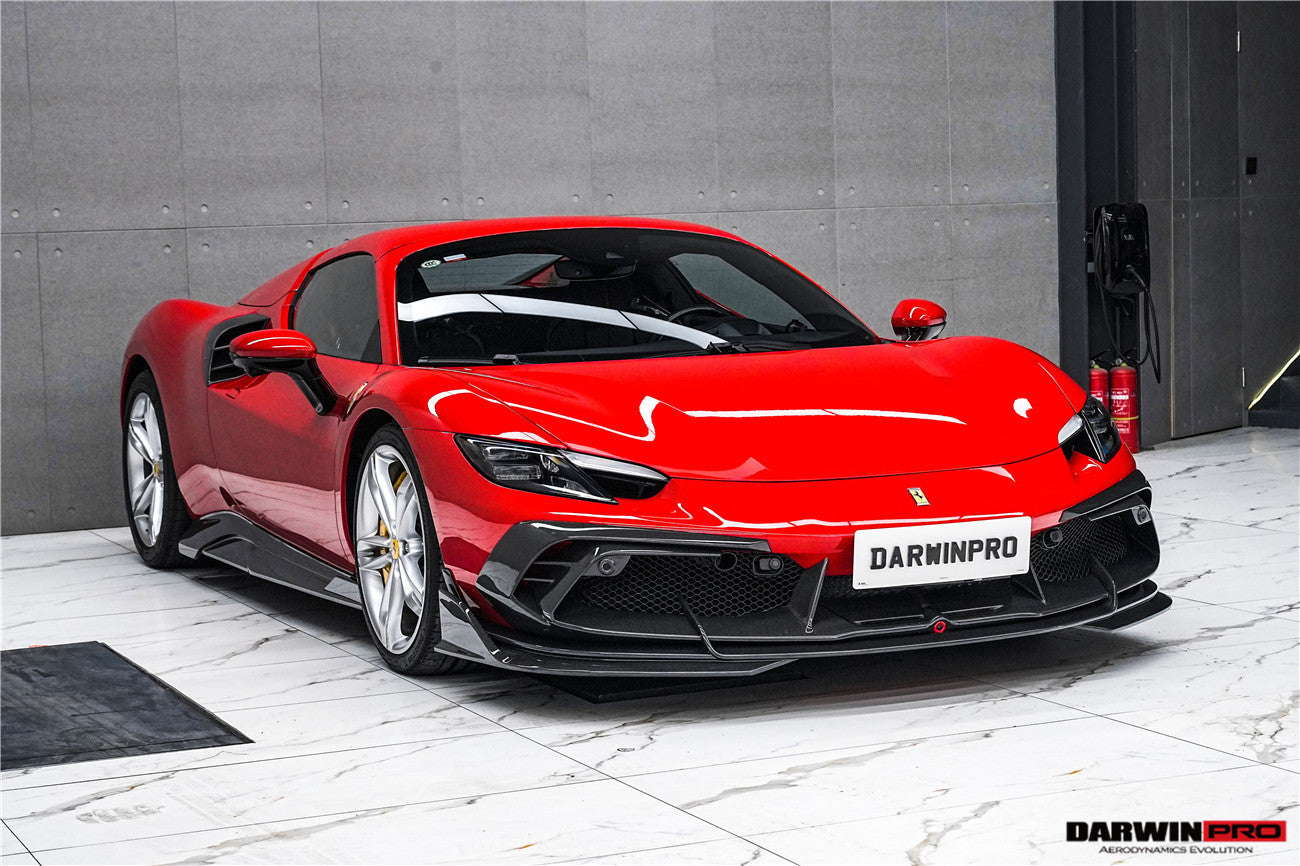DarwinPRO 2022-2025 Ferrari 296 GTB  GTS Type F171 iMP Carbon Fiber Front Bumper Lip Splitter With Camera holes - DarwinPRO Aerodynamics