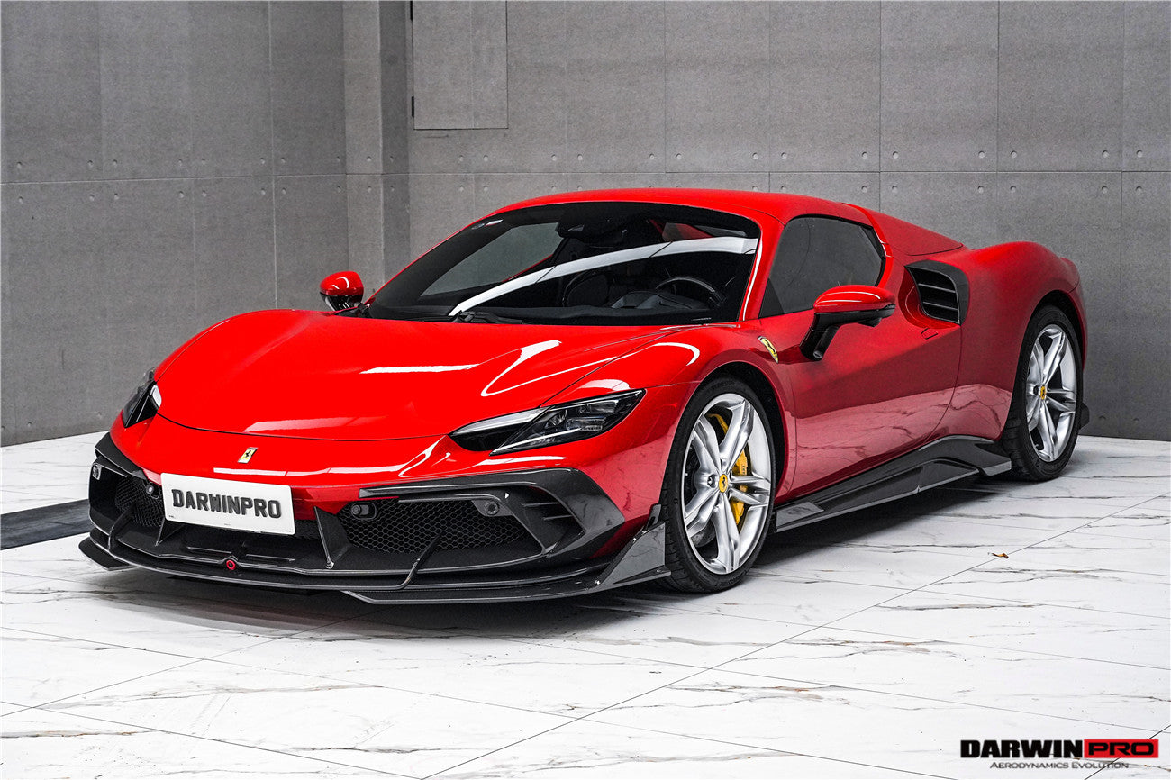 DarwinPRO 2022-2025 Ferrari 296 GTB  GTS Type F171 iMP Carbon Fiber Front Bumper Lip Splitter With Camera holes - DarwinPRO Aerodynamics