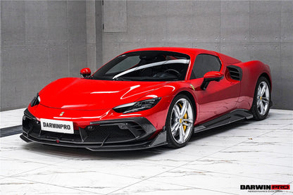 DarwinPRO 2022-2025 Ferrari 296 GTB  GTS Type F171 iMP Carbon Fiber Front Bumper Lip Splitter With Camera holes - DarwinPRO Aerodynamics