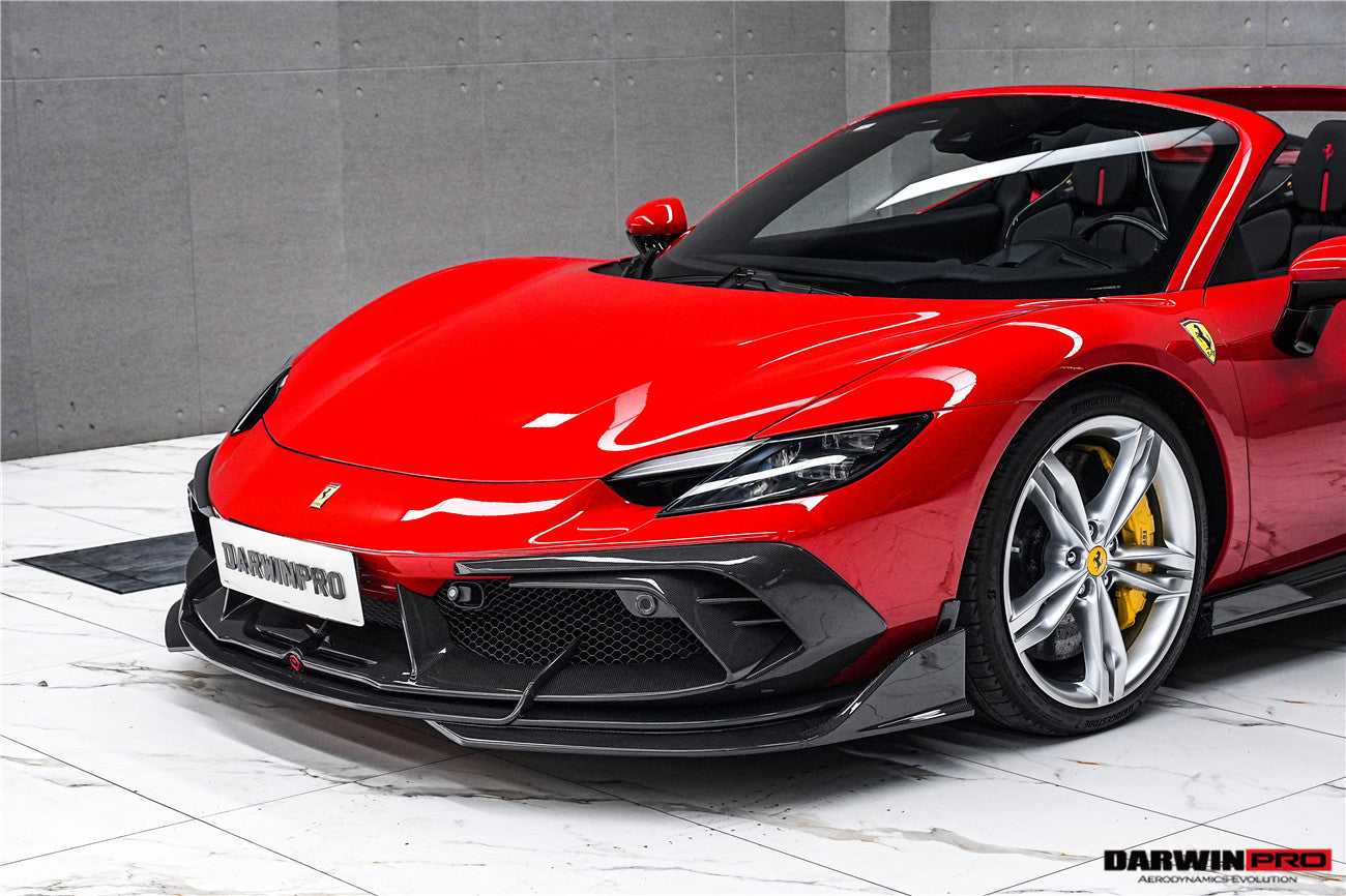 DarwinPRO 2022-2025 Ferrari 296 GTB  GTS Type F171 iMP Carbon Fiber Front Bumper Lip Splitter With Camera holes - DarwinPRO Aerodynamics