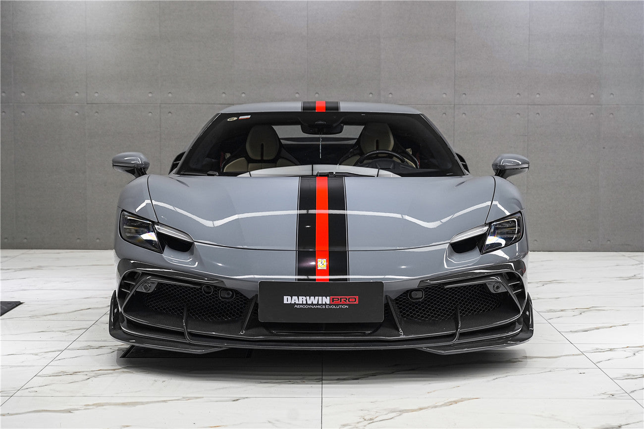 DarwinPRO 2022-2025 Ferrari 296 GTB & GTS Type F171 iMP Style Carbon Fiber Front Bumper Lip Splitter - DarwinPRO Aerodynamics