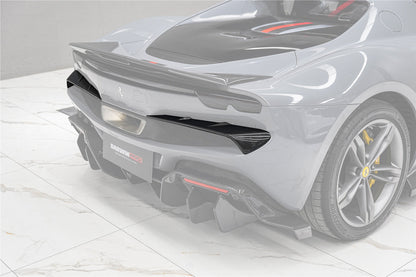 DarwinPRO 2022-2025 Ferrari 296 GTB & GTS Type F171 iMP Style Carbon Fiber Rear Bumper Trim - DarwinPRO Aerodynamics