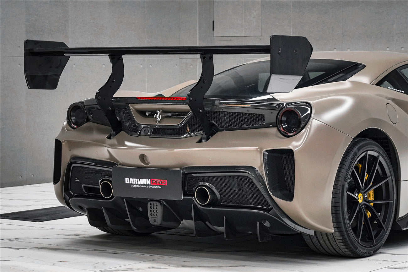 DarwinPRO 2015-2020 Ferrari 488 GTB Challenge Evo Modena Style Rear Bumper With Deck Lid Wing & Diffuser
