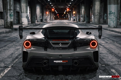 DarwinPRO 2015-2020 Ferrari 488 GTB Challenge Evo Modena Style Rear Bumper With Deck Lid Wing & Diffuser & Wing