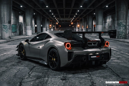 DarwinPRO 2015-2020 Ferrari 488 GTB Challenge Evo Modena Style Rear Bumper With Deck Lid Wing & Diffuser & Wing