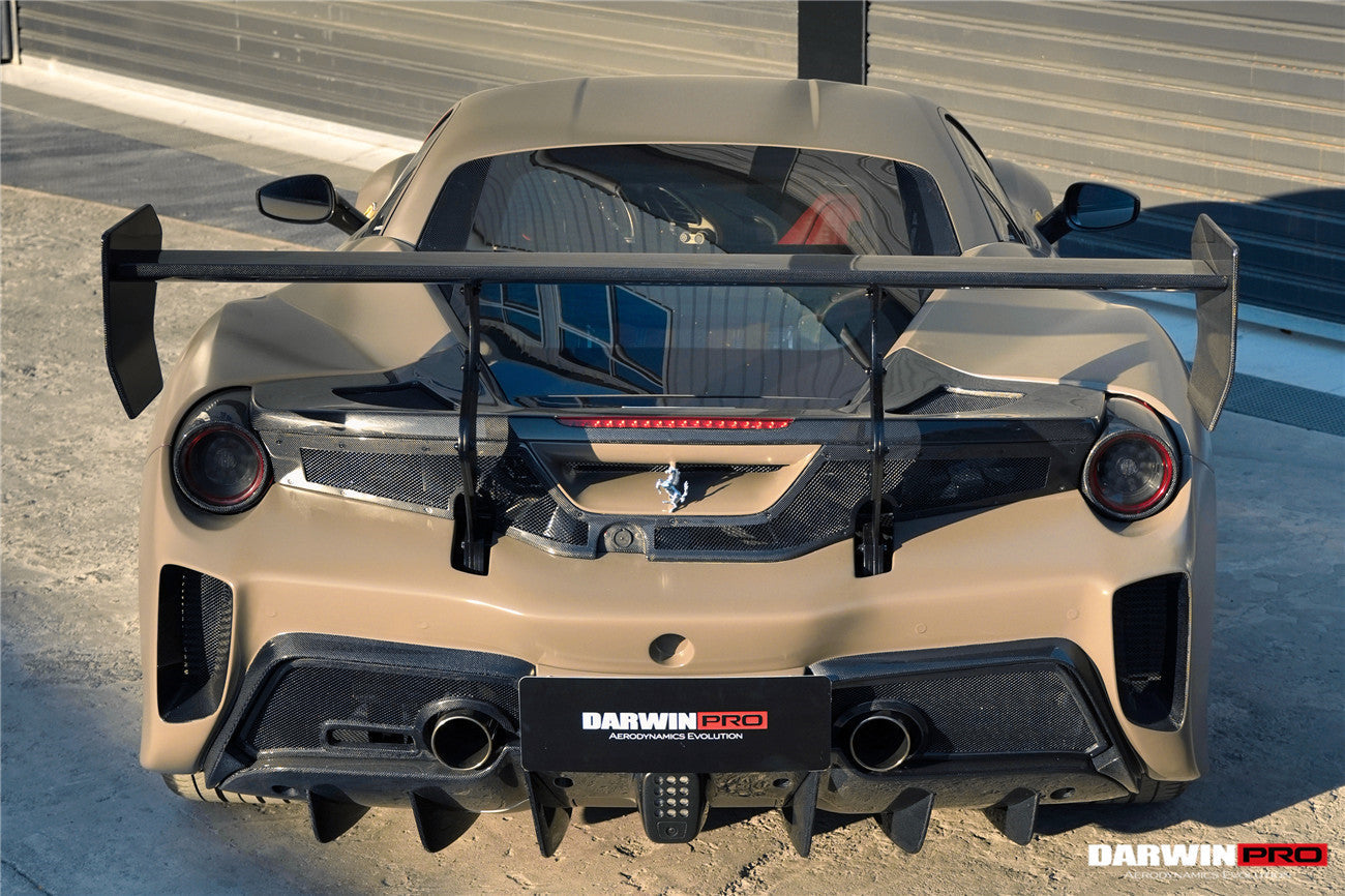 DarwinPRO 2015-2020 Ferrari 488 GTB Challenge Evo Modena Style Rear Bumper With Deck Lid Wing & Diffuser & Wing