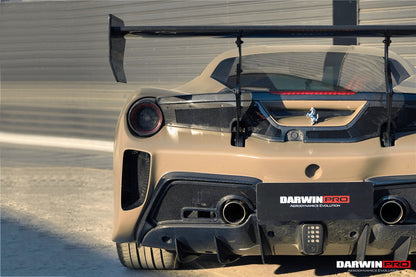DarwinPRO 2015-2020 Ferrari 488 GTB Challenge Evo Modena Style Rear Bumper With Deck Lid Wing & Diffuser & Wing