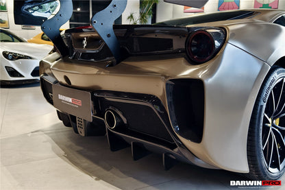 DarwinPRO 2015-2020 Ferrari 488 GTB Challenge Evo Modena Style Rear Bumper With Deck Lid Wing & Diffuser & Wing