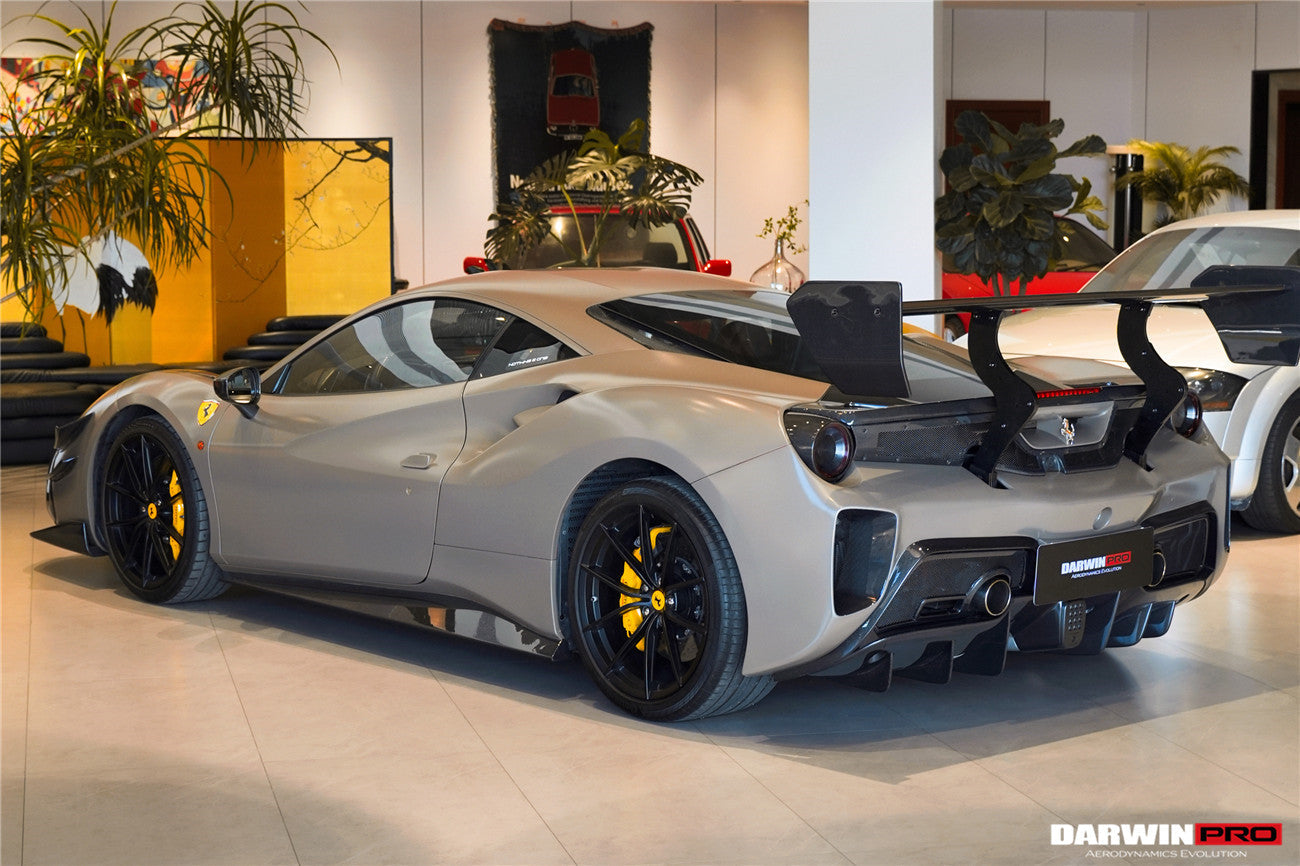 DarwinPRO 2015-2020 Ferrari 488 GTB Challenge Evo Modena Style Rear Bumper With Deck Lid Wing & Diffuser & Wing