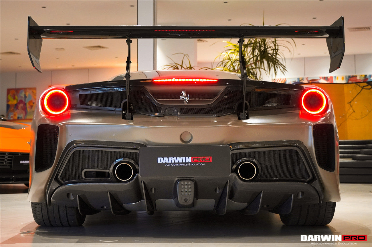 DarwinPRO 2015-2020 Ferrari 488 GTB Challenge Evo Modena Style Rear Bumper With Deck Lid Wing & Diffuser & Wing