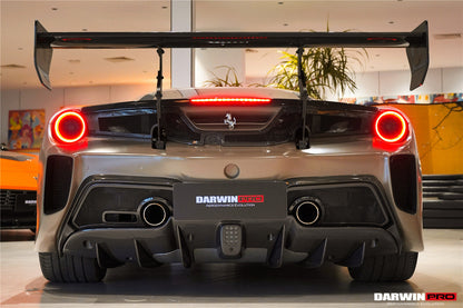 DarwinPRO 2015-2020 Ferrari 488 GTB Challenge Evo Modena Style Rear Bumper With Deck Lid Wing & Diffuser & Wing