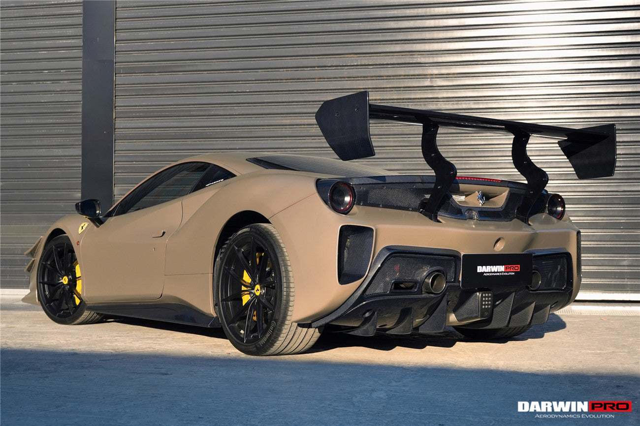 DarwinPRO 2015-2020 Ferrari 488 GTB Challenge Evo Modena Style Rear Bumper With Deck Lid Wing & Diffuser & Wing