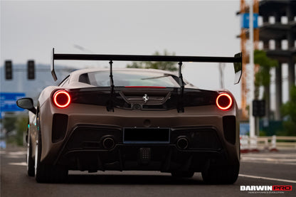 DarwinPRO 2015-2020 Ferrari 488 GTB Challenge Evo Modena Style Rear Bumper With Deck Lid Wing & Diffuser & Wing