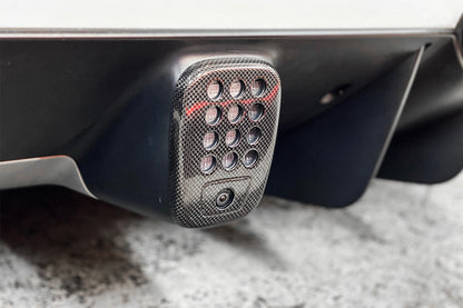 DarwinPRO 2015-2020 Ferrari 488 GTB & Spider Dry Carbon Fiber Rear Black Light Cover with Camera Hole