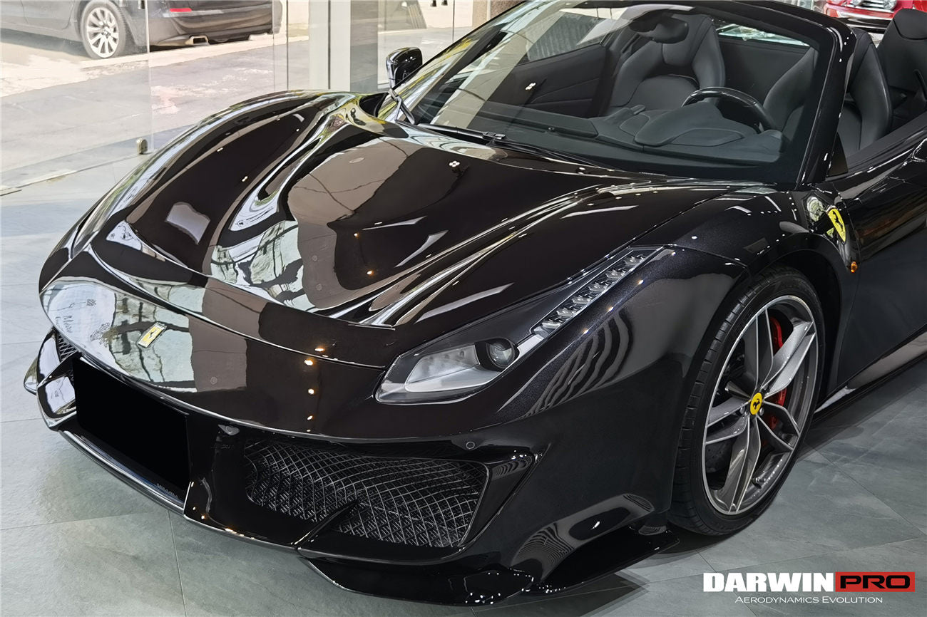 2015-2020 Ferrari 488 GTB | Spider Pista Style Carbon Fiber Front Bumper Set with Hood - DarwinPRO Aerodynamics