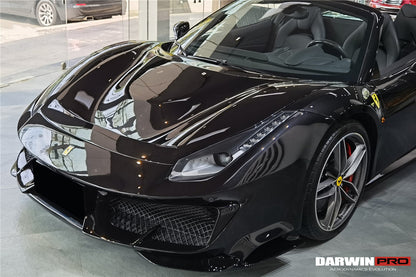 2015-2020 Ferrari 488 GTB | Spider Pista Style Carbon Fiber Front Bumper Set with Hood - DarwinPRO Aerodynamics
