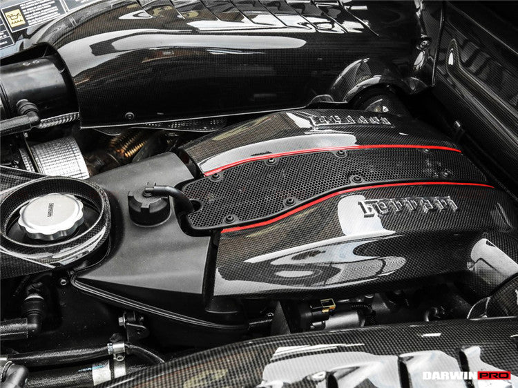 2015-2022 Ferrari 488 GTB & Pista & F8 Dry Carbon Fiber Engine Bay Panels With Heat Protection - DarwinPRO Aerodynamics