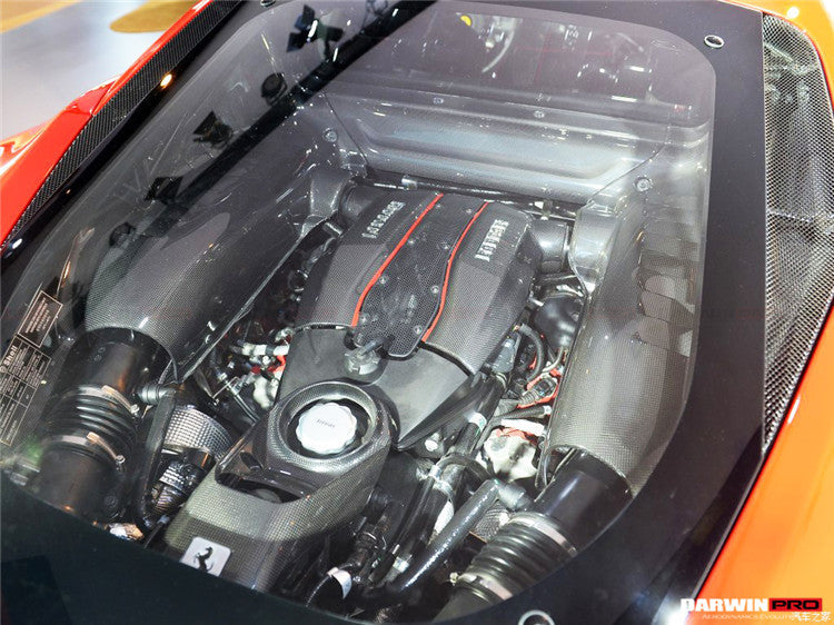 2015-2022 Ferrari 488 GTB & Pista & F8 Dry Carbon Fiber Engine Bay Panels With Heat Protection - DarwinPRO Aerodynamics