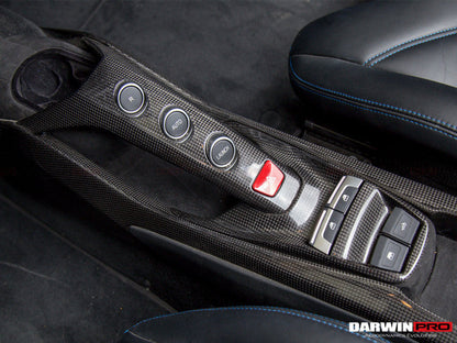 2015-2020 Ferrari 488 GTB & Spider Dry Carbon Fiber Bridge Support & Windows Switches Panel - DarwinPRO Aerodynamics