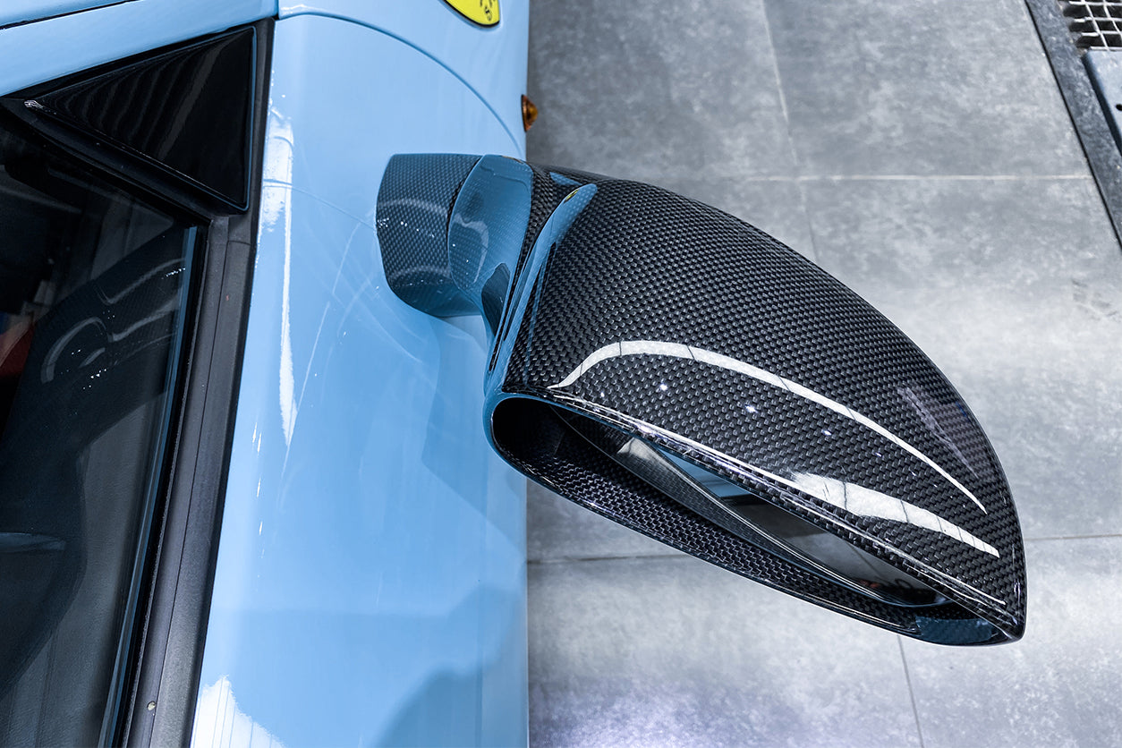 2015-2020 Ferrari 488 GTB & Spider Carbon Fiber Mirror House & Base Replacement - DarwinPRO Aerodynamics