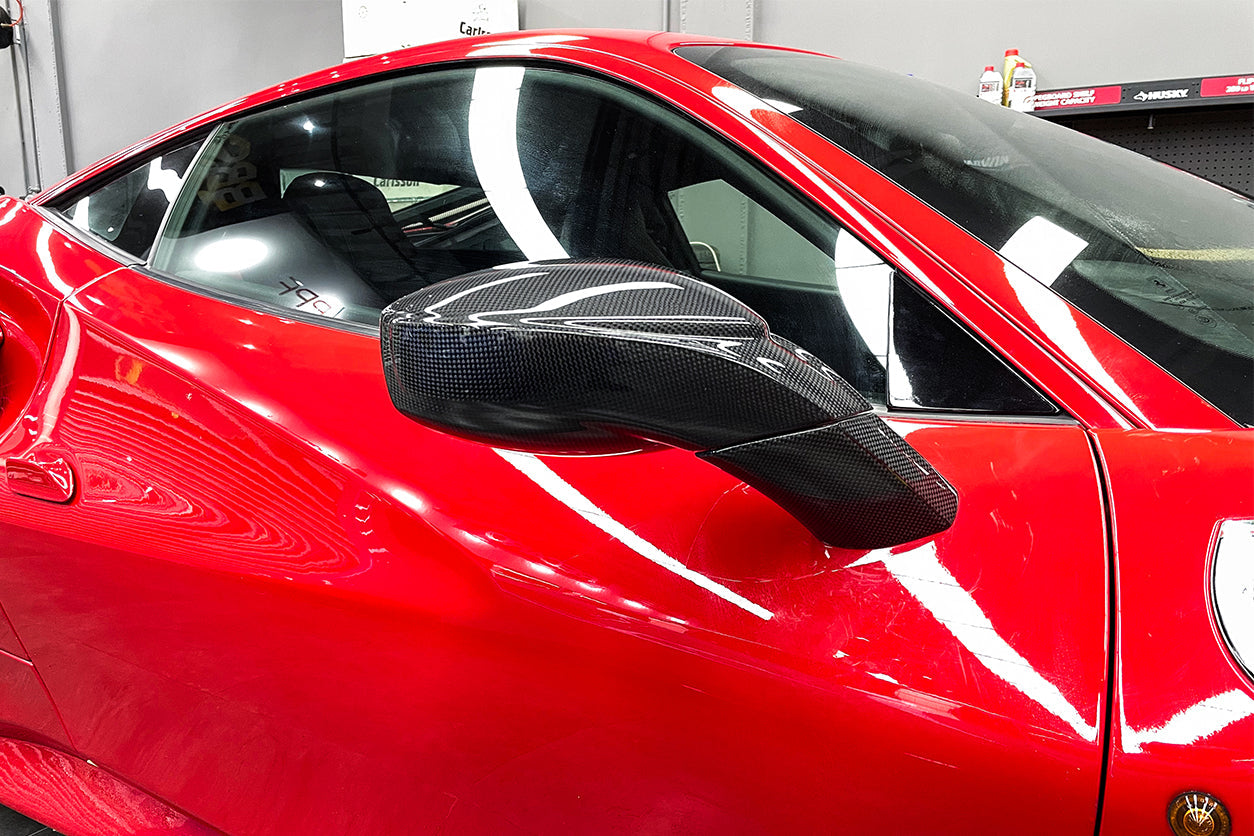 2015-2020 Ferrari 488 GTB & Spider Carbon Fiber Mirror House & Base Replacement - DarwinPRO Aerodynamics