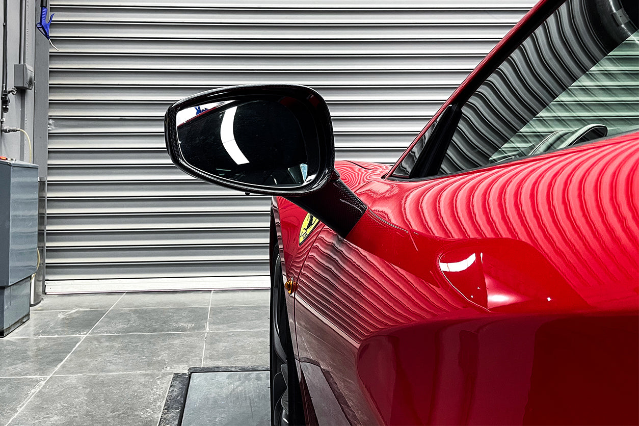 2015-2020 Ferrari 488 GTB & Spider Carbon Fiber Mirror House & Base Replacement - DarwinPRO Aerodynamics
