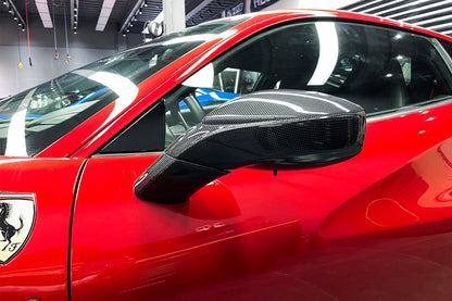 2015-2020 Ferrari 488 GTB & Spider Carbon Fiber Mirror House & Base Replacement - DarwinPRO Aerodynamics