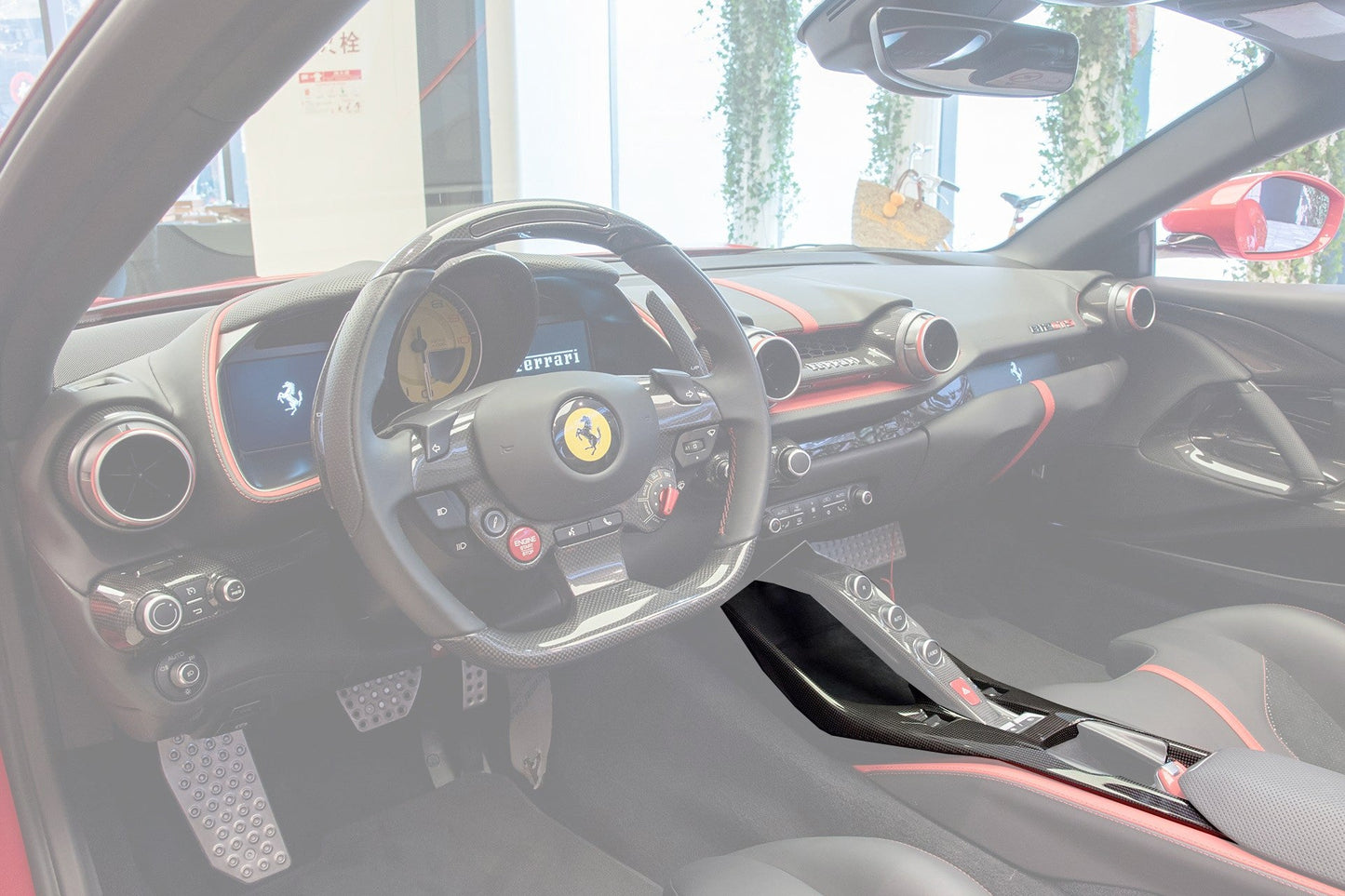 2017-2024 Ferrari 812 Superfast & GTS OE Style Dry Carbon Fiber Bridge Support & Windows Switches Panel - DarwinPRO Aerodynamics