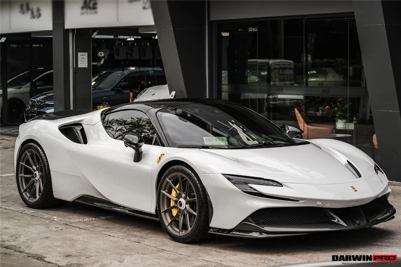 2020-UP Ferrari SF90 Stradale OE Style Autoclave Carbon Fiber Front Bumper Side Splitter